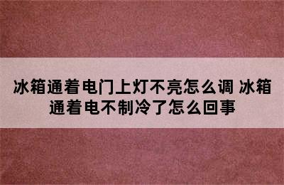 冰箱通着电门上灯不亮怎么调 冰箱通着电不制冷了怎么回事